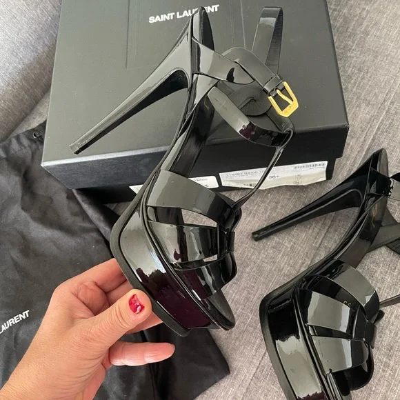 Saint Laurent
Tribute Patent Platform Sandals YSL Heels leather size 8 ysl shoes - Picture 5 of 15